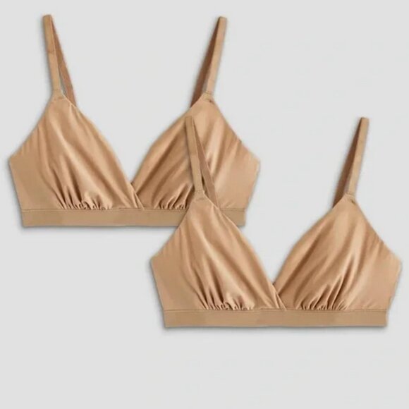 NWT Quince Second Skin Crossover Bralette (2-pack) in Sand Size Small - Picture 6 of 6